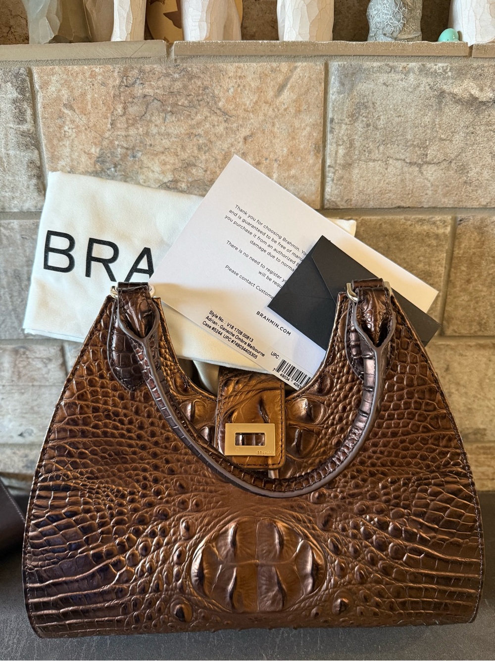 Brahmin Ganache Melbourne Croc-Embossed Leather Adrian with Wallet